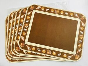 Vintage Hallmark 6 Paper Placemats Seashells Retro Beach Brown 11” X 14” Unused